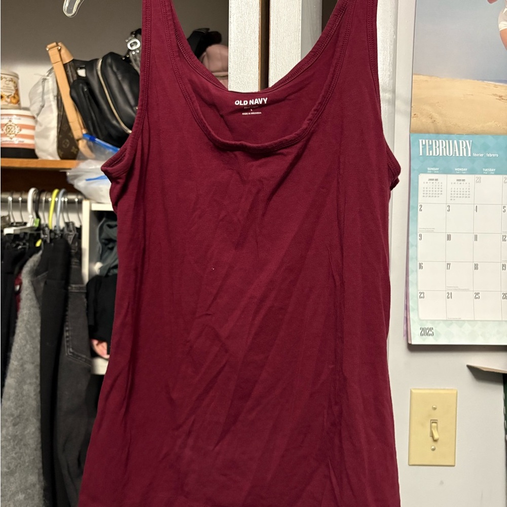 Old Navy Red Sleeveless Tank Top with Cowl Neck
